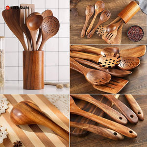 Kitchen 15-Piece Teak Wooden Utensils for Cooking Natural Teak Utensil <b>Set</b> with Premium Gift <b>Box</b> - Product Image 5