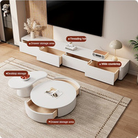 Meuble TV et Table Basse en Bois Massif Écologique – Combinaison Moderne et Minimaliste pour Petits Espaces – Vente Flash