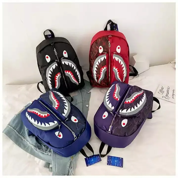 Bape Shark Head Backpack For Travel Laptop Daypack 3d Print Bag Bape Bookbag Backpack For Men Customization Wholesale