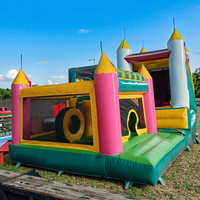 Castillo Inflable de PVC Personalizado, Popular, para Exteriores, 4x4x2.5m, Capacidad de 500kg, para 4-10 Personas, Fácil de Instalar