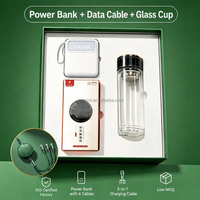 Banques d'alimentation ZMHQ avec câble + Câbles de charge 3-en-1 + Tasse en verre – Coffret cadeau d'affaires, cadeaux de remerciement pour enseignants, kits de bienvenue