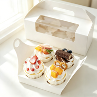 Lot de 4 boîtes à cupcakes portables style fenêtre avec doublure en éponge, en papier kraft recyclé, emballage jetable pour desserts à emporter