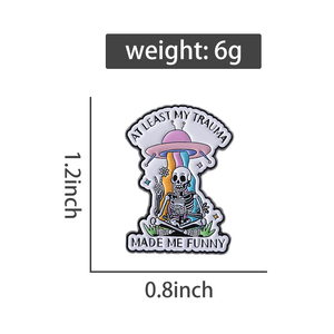 Al menos mi <span class=keywords><strong>trauma</strong></span> me hizo divertido esmalte Pin salud Mental cita broche esqueleto diseño solapa insignia joyería para amigos - Product Image 6