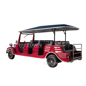 Voiture électrique classique vintage de tourisme, 4 roues, rouge avec toit et sièges noirs, pour adultes - Product Image 1