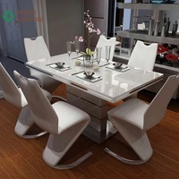 Ensemble de table à manger luxueuse en Z, dossier haut, style nordique, 6 chaises