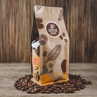 Sac à café personnalisé avec valve et fermeture éclair, emballage en plastique à fond plat, sachet en mylar mat en aluminium
