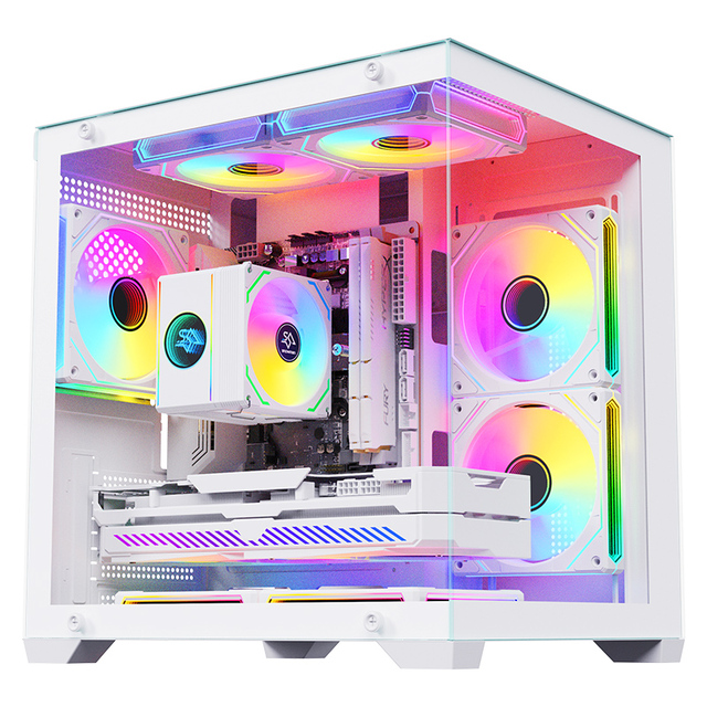 SNOWMAN Professional Gaming PC Case with Tool-Free Assembly Dust-Proof Design and RGB Fans for Competitive Gaming Builds