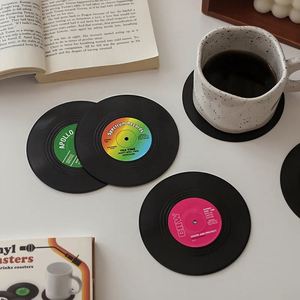Vintage Mug Coaster Vinyl Not Easily Deformed Record Coaster <b>Silicone</b> Coaster Silica Gel Vinyl Placemat Insulation - Product Image 4