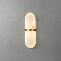 Applique murale LED minimaliste en laiton et albâtre en forme de capsule pour chevet, couloir, miroir de vanité, éclairage décoratif intérieur