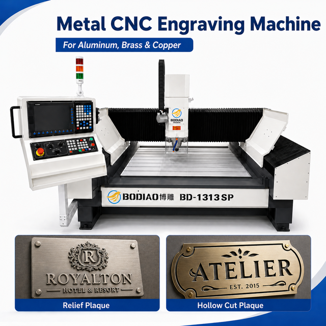 CNC Engraving Machine for Hotel Guide Signs Metal Nameplates Decorative Plates Brass Plaques 3-Axis NC Studio Bearing Motor