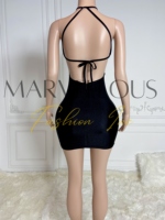 Robe de soirée sexy pour femme MF, best-seller, en velours respirant, dos nu, longueur thé, ornée de strass, style halter, en stock, pour bal et fête