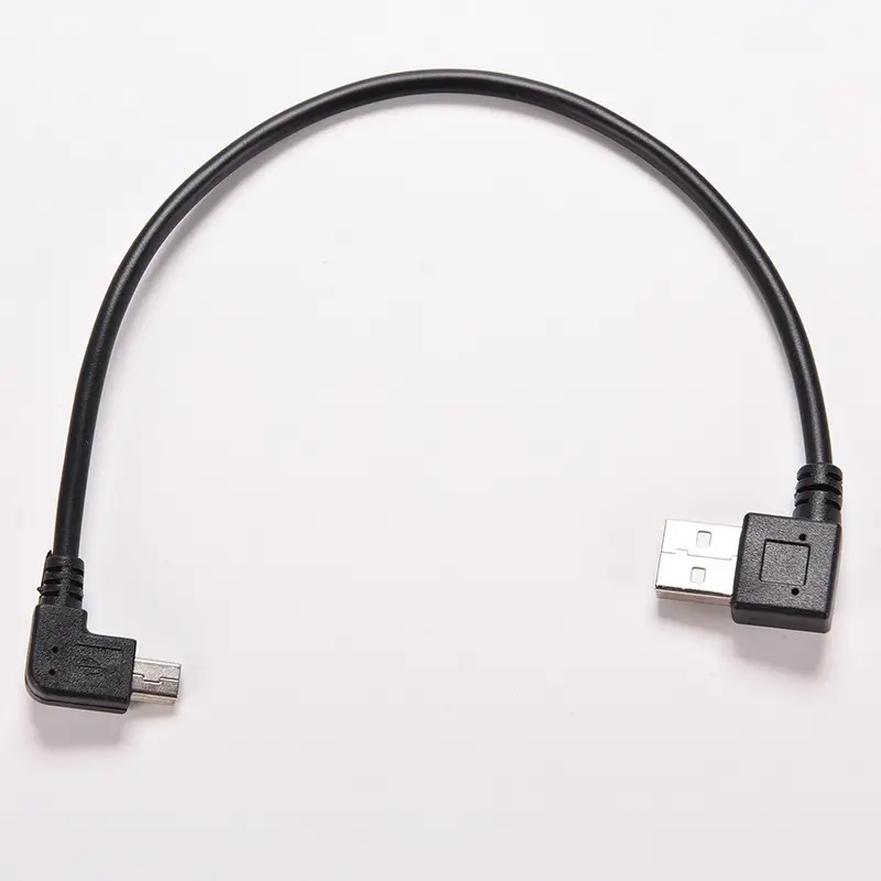 Kabel Data USB Mini 25cm sudut kanan USB 2.0 A Male Ke Mini USB 5 Pin sudut kiri Pria kabel konektor adaptor