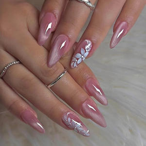 Prensa ABS roja de flor de almendra mediana de alta calidad <span class=keywords><strong>en</strong></span> las <span class=keywords><strong>uñas</strong></span> para mujeres - Product Image 1