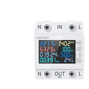 Điện áp hiển thị kỹ thuật số AC và đồng hồ đo dòng điện 170-300V/63A với cúp điện quá nhiệt và quá dòng