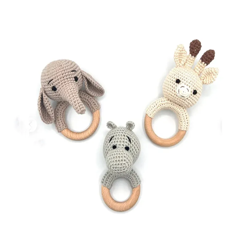 2024 fabrika özel Amigurumi örme bebek el yapımı tığ Elf Bunny Unicorn aslan geyik çıngırak bebek ForToddler