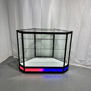Full Vision Tempered Glass <strong>Showcases</strong> with Color Base for Tobacco Shop Wall Display Cabinet Heavy LED Light - Product Image 5