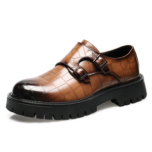 Chaussures décontractées pour hommes en PU avec plateforme, sangle à boucle, semelle intermédiaire en caoutchouc, toutes saisons - Product Image 1