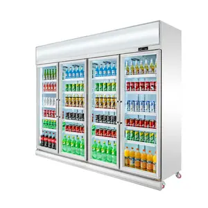 Refrigerador comercial de vidro, porta de vidro para bebidas com luz led