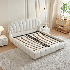 Кровать высокого качества во французском стиле, светлая роскошная двуспальная кровать размера «king-Size» для спальни, розовая милая мягкая ткань, каркас для кровати размера «king-Size» - Product Image 5