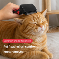 Brosse démêlante pour animaux de compagnie avec angle réglable, peigne auto-nettoyant à bouton-poussoir en acier inoxydable pour chats et chiens à poils courts