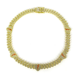 Collar de Cadena Cubana Estilo Hiphop Rapero Moderno Europeo Americano, 10mm, Forma de Diamante, Geométrico, con Diseño de Corazón Roto - Product Image 3