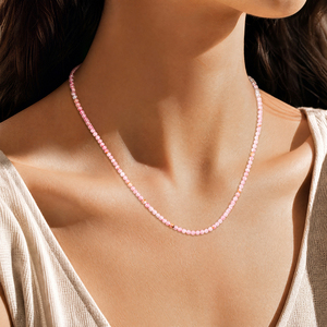 <span class=keywords><strong>Collana</strong></span> all'ingrosso da donna con pietre naturali: <span class=keywords><strong>quarzo</strong></span> <span class=keywords><strong>rosa</strong></span>, tormalina, gemme sfaccettate arcobaleno e perle di pietra massiccia - Product Image 2