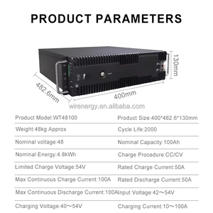 Batterie de secours LiFePO4 Wiren T5 48V 100Ah pour station de base 5G, surveillance à distance 4G, antivol, montage en rack 3U, batterie LFP - Product Image 4