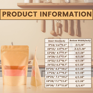 Sac d'emballage alimentaire - Sac à fond plat avec fenêtre transparente, impression en gravure sur papier <span class=keywords><strong>kraft</strong></span>, fermeture à <span class=keywords><strong>zip</strong></span> - Product Image 4