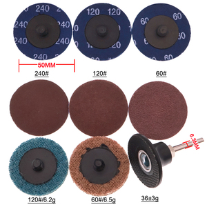 Kit de 7 disques de ponçage rouges de <span class=keywords><strong>2</strong></span> pouces à verrouillage rapide en oxyde d'aluminium pour le conditionnement des surfaces, le polissage du métal et du bois - Product Image 2
