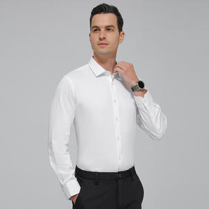 Chemises habillées en soie blanche pour hommes de luxe de haute qualité des années <span class=keywords><strong>80</strong></span> <span class=keywords><strong>Style</strong></span> décontracté d'affaires avec <span class=keywords><strong>chemise</strong></span> boutonnée de qualité - Product Image 1
