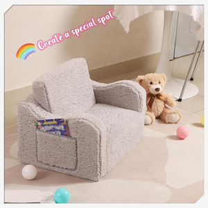Canapé pliable pour enfants Giving Tree gris, 12 à 23 mois, chaise de sieste et de jeu pour bébé avec accoudoirs, certifié CPC - Product Image 3