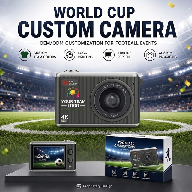 Soccer Gift 2.5K Mini Digital Camera 64MP Retro Style Custom Logo Type C Camcorder for Fans Students Souvenir