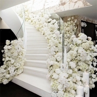 LUYI - Vente en gros de chemins de table artificiels en fleurs blanches pour mariage, chemins de table floraux pour allée, fausses fleurs pour décoration d'événements