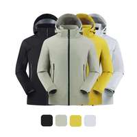 Veste unisexe coupe-vent imperméable à coque rigide avec fermeture éclair, respirante, coutures thermosoudées, à capuche, pour l'automne, l'alpinisme, le ski, la neige, imprimée