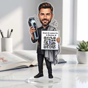 Exhibidor Acrílico Personalizado con <span class=keywords><strong>Caricatura</strong></span> a partir <span class=keywords><strong>de</strong></span> <span class=keywords><strong>Foto</strong></span>, Código QR <span class=keywords><strong>de</strong></span> Google Review, para Barberos, Enfermeras, Doctores, etc. (OEM/ODM) - Product Image 2