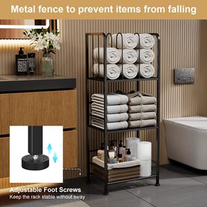 Estante de almacenamiento minimalista de metal SENYU de 3 niveles para baño con toallero y cesta. - Product Image 3