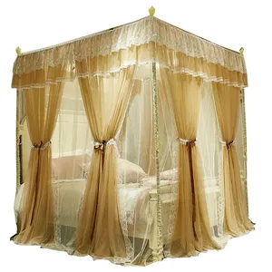 Moustiquaire à trois portes de style princesse <span class=keywords><strong>Abri</strong></span> de pluie Rideaux de lit à double couche de style palais Maille cryptée Polyester d'été - Product Image 5