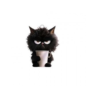Colgante de acrílico con diseño de gato de dibujos animados, placa plana con impresión digital, decoración para el interior del coche, pin coleccionable de arte. - Product Image 1