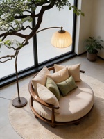 Fauteuil de salon haut de gamme en noyer noir, canapé deux places design créatif en bois massif, amovible et lavable