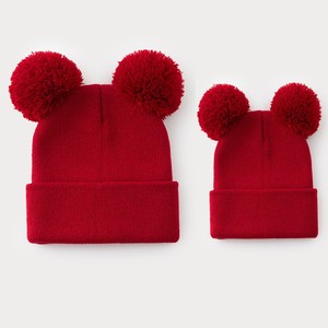 <span class=keywords><strong>Bonnet</strong></span> en tricot assorti parent-enfant avec double pompon, <span class=keywords><strong>bonnet</strong></span> chaud d'hiver pour maman et enfant - Product Image 1