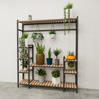 Support à fleurs en métal noir moderne et simple pour balcon, idéal pour les maisons contemporaines