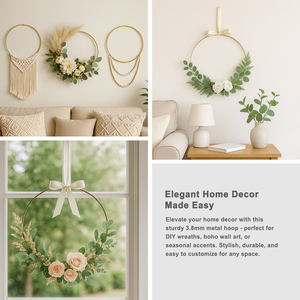 Anillos Metálicos Redondos Soldados de Alta Resistencia en Tamaños Personalizados 4/6/8/10/12/14/16/18/20/22/24 Pulgadas para Manualidades, Aros Florales para Decoración DIY - Product Image 6
