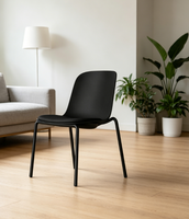Chaise de bureau ergonomique moderne en plastique PP avec siège rembourré, hauteur réglable, pivotante et empilable pour usage professionnel