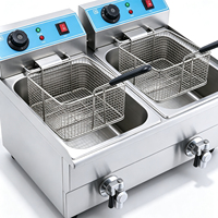 Friteuse électrique professionnelle en acier inoxydable avec 2 cuves, 2 paniers, capacité de 16 L, montée en température rapidement