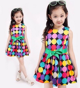 Robe d'été décontractée pour filles avec ceinture, imprimé à pois colorés, Ali Express - Product Image 1