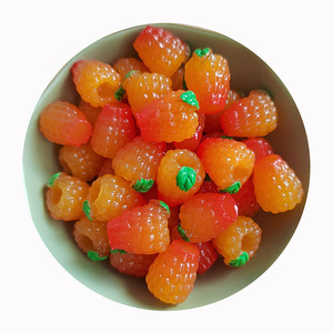 Thực tế Nhựa Mâm xôi cabochons phẳng đáy Berry trái cây xe taxi Nhà búp bê vàng mâm xôi - Product Image 2