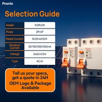 Disjoncteur différentiel RCCB 63A 6kA 240V 415V IEC EN61008 Rail DIN PA66 Protection contre les fuites KORLEN KNL5-63