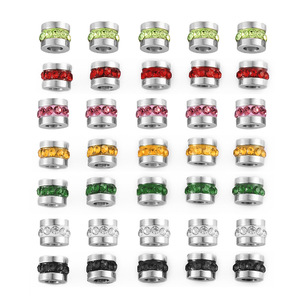 Rhinestone Tube Bead | 18K PVD Stainless Steel Large Hole <b>Spacer</b> Bead for DIY Bracelet Necklace Jewelry Making Accessories - Product Image 1