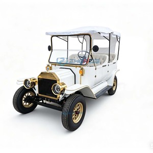 Voiture électrique rétro blanche à prix abordable, véhicule de tourisme classique pour parcs à thème, mariages et services hôteliers - Product Image 1