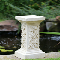 Socle en résine sculpté en forme de vigne - Finition effet pierre, base ornée de détails de feuilles pour sculptures et présentoirs de jardin aquatique de luxe